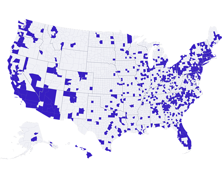 Counties with an OTP in the United States